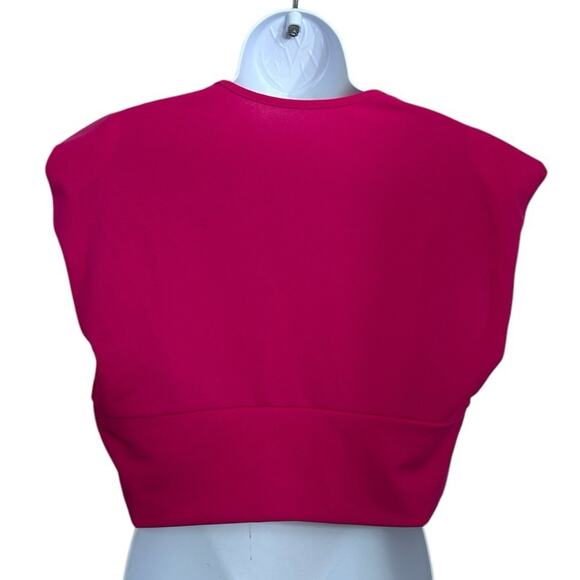 Shein Dark Pink V-Neck Crop Top Sz XL Sleeveless Blouse Versatile Fashion - Picture 8 of 8